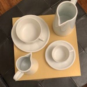 6 Porcelain French Espresso cup/saucer & Small Pitcher Made in France